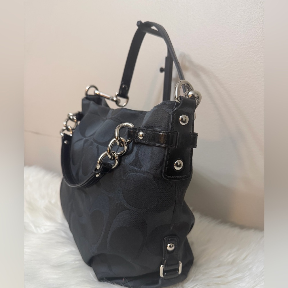 Coach Black Brooke Sateen Signature
Charm Shoulder Bag - Picture 3 of 11